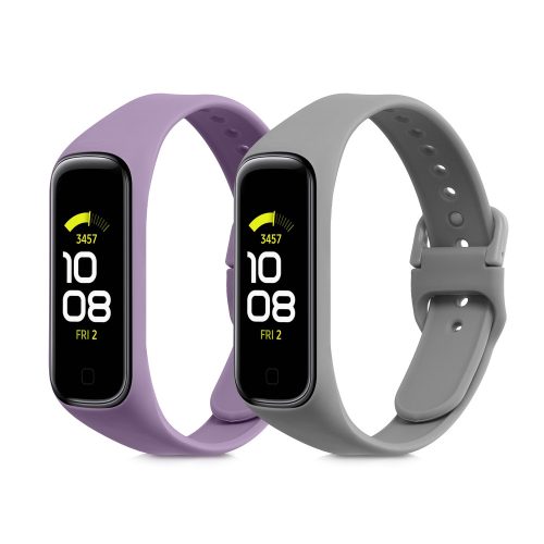 Σετ 2 ιμάντες για Samsung Galaxy Fit 2, Kwmobile, Γκρι/Μωβ, Σιλικόνη, 53962.06