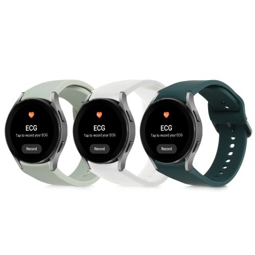 Λουράκι για Samsung Watch 4 (40mm)/Watch 4 (44mm)/Watch 4 Classic (42mm), Kwmobile, Green/White, Silicone, 58172.01