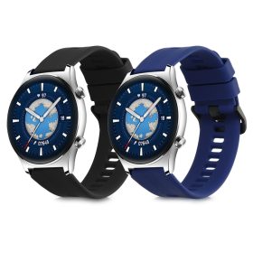   Σετ 2 ιμάντων για Honor Watch GS 3, Kwmobile, Μαύρο/Μπλε, Σιλικόνη, 58189.01