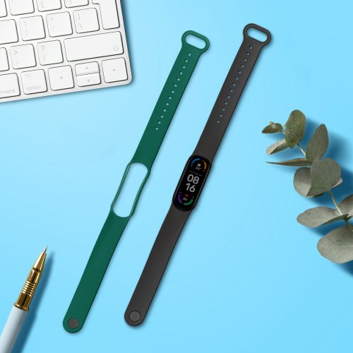 Σετ 2 λουριών για Xiaomi Mi Smart Band 6/Mi Band 6/Mi Band 5, Kwmobile, Μαύρο/Πράσινο, Σιλικόνη, 57428.05