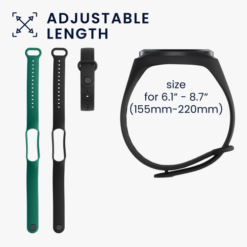 Σετ 2 λουριών για Xiaomi Mi Smart Band 6/Mi Band 6/Mi Band 5, Kwmobile, Μαύρο/Πράσινο, Σιλικόνη, 57428.05