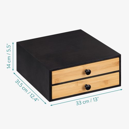 Διανομέας καψουλών καφέ από μπαμπού Navaris με 2 συρτάρια, καφέ/μαύρο, 58292.01