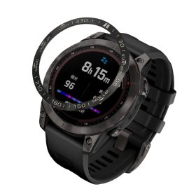   Πλαίσιο καντράν για Garmin Fenix 7, Kwmobile, Μαύρο/Ασημί, Αλουμίνιο, 58350.01