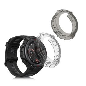   Σετ 2 θηκών για Huami Amazfit T-Rex/Amazfit T-Rex Pro, Kwmobile, Μαύρο/Διαφανές, Σιλικόνη, 58459.02