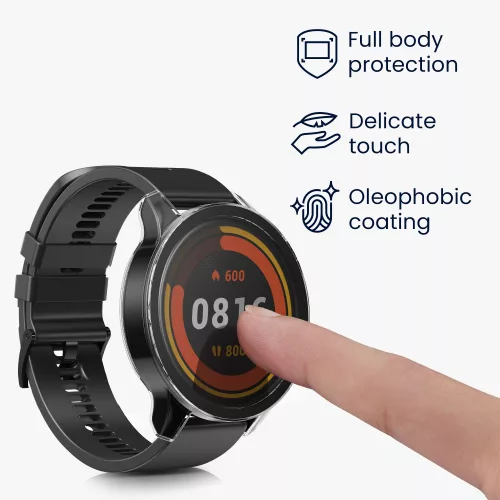Σετ 2 Θήκες για Xiaomi Mi Watch/Mi Watch Color Sport, Kwmobile, Μαύρο/Διαφανές, Πλαστικό, 58467.01