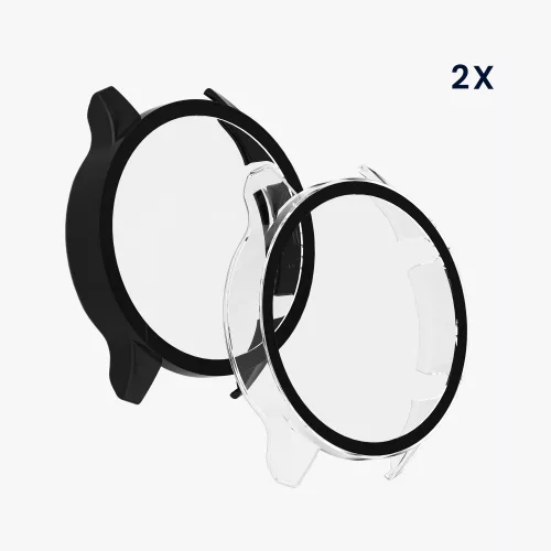 Σετ 2 Θήκες για Xiaomi Mi Watch/Mi Watch Color Sport, Kwmobile, Μαύρο/Διαφανές, Πλαστικό, 58467.01