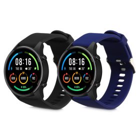   Σετ 2 ιμάντων για Xiaomi Mi Watch/Mi Watch Color Sport, Kwmobile, Μαύρο/Μπλε, Σιλικόνη, 58466.01
