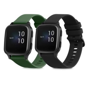   Σετ 2 λουράκια για Garmin Venu Sq/Venu Sq Music, Kwmobile, Μαύρο/Πράσινο, Σιλικόνη, 57776.03