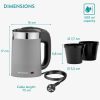 Fierbator de voiaj Navaris dublu perete, 1100W, 0,5L, portabil, ideal camping, gri, 48676.22