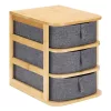 Organizator machiaj 3 niveluri Navaris, sertare textile, 23x17.5x22.5 cm, crem, bambus/textil