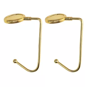   Σετ 2 επιτραπέζιοι γάντζοι για τσάντες, Kwmobile, Gold, Zinc, 53131.03