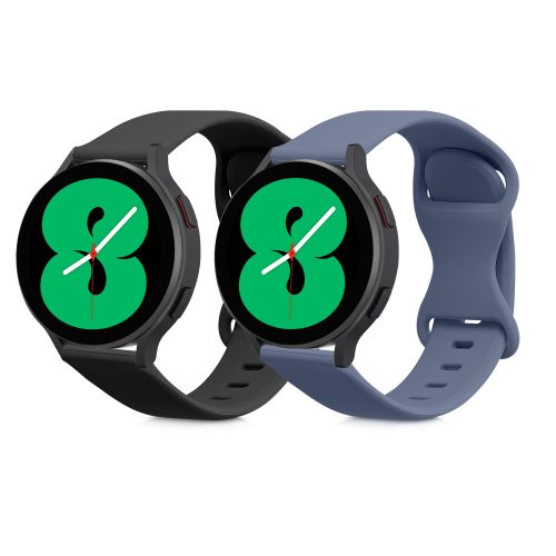 Σετ 2 ιμάντων για Samsung Galaxy Watch 4 (40mm)/Galaxy Watch 4 (44mm)/Galaxy Watch 4 Classic (42mm), Kwmobile, Black/Blue, Silicone, 58740.01