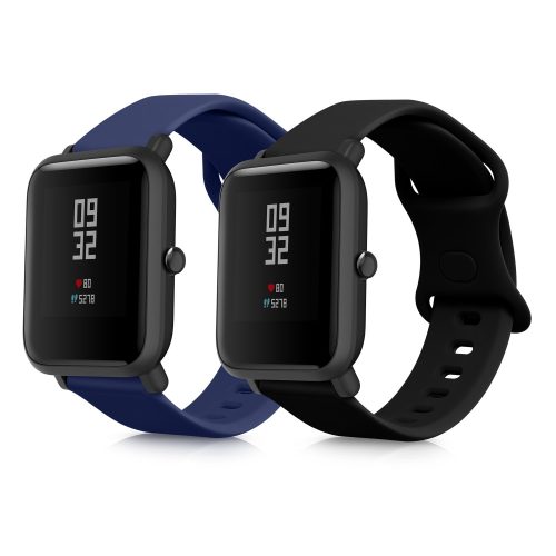 Σετ 2 ιμάντων για Huami Amazfit Bip S/Amazfit Bip S Lite, Kwmobile, Μαύρο/Μπλε, Σιλικόνη, 58717.01