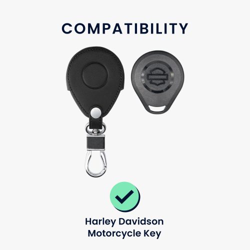 Θήκη κλειδιού μοτοσυκλέτας για Harley Davidson, Kwmobile, Μαύρο/Λευκό, Οικολογικό Δέρμα, 58826.03