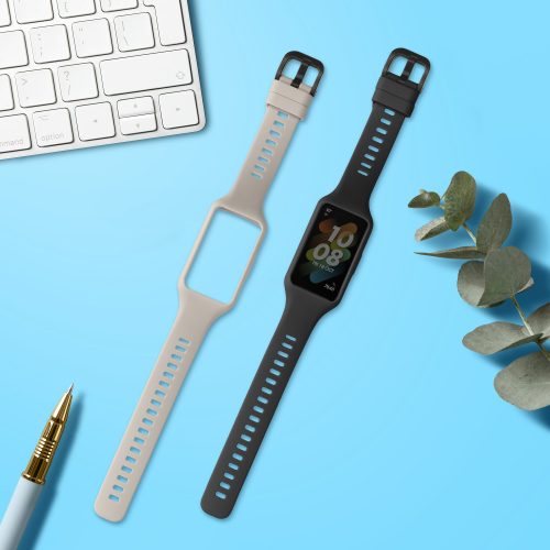 Σετ 2 λουριών για Huawei Band 7/Band 6/Honor Band 6, Kwmobile, Μαύρο/Γκρι, Σιλικόνη, 58914.01