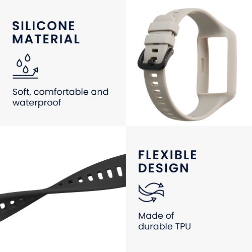Σετ 2 λουριών για Huawei Band 7/Band 6/Honor Band 6, Kwmobile, Μαύρο/Γκρι, Σιλικόνη, 58914.01