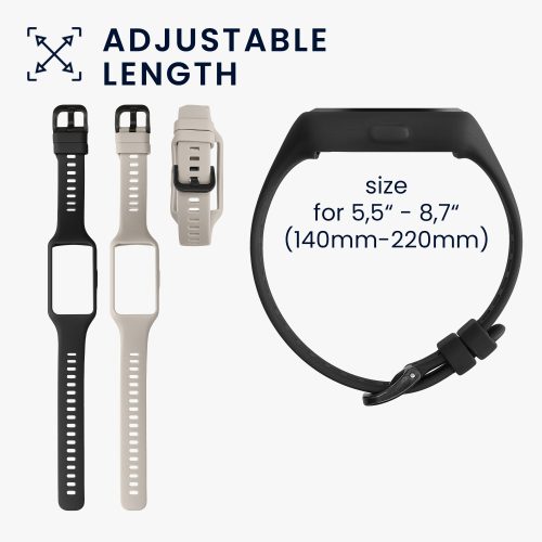 Σετ 2 λουριών για Huawei Band 7/Band 6/Honor Band 6, Kwmobile, Μαύρο/Γκρι, Σιλικόνη, 58914.01