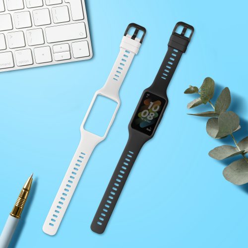 Σετ 2 λουριά για Huawei Band 7/Band 6/Honor Band 6, Kwmobile, Μαύρο/Λευκό, Σιλικόνη, 58914.02