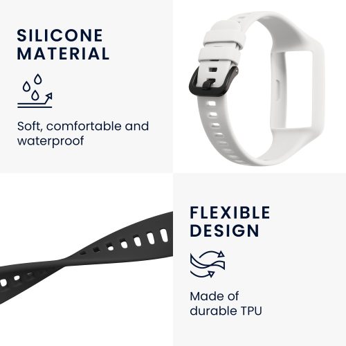 Σετ 2 λουριά για Huawei Band 7/Band 6/Honor Band 6, Kwmobile, Μαύρο/Λευκό, Σιλικόνη, 58914.02