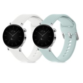   Σετ 2 ιμάντων για Huawei Watch GT 3 Pro (43mm)/Watch GT 3 (42mm), Kwmobile, White/Green, Silicone, 57109.05
