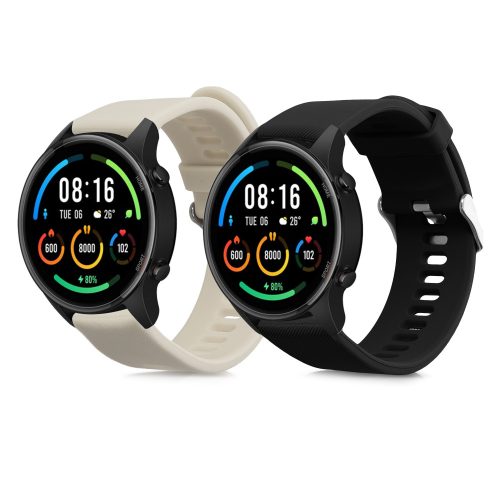 Σετ 2 ιμάντων για Xiaomi Mi Watch/Mi Watch Color Sport, Kwmobile, Μαύρο/Γκρι, Σιλικόνη, 58466.02