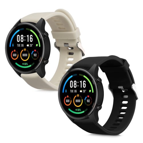Σετ 2 ιμάντων για Xiaomi Mi Watch/Mi Watch Color Sport, Kwmobile, Μαύρο/Γκρι, Σιλικόνη, 58466.02