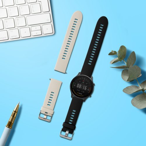 Σετ 2 ιμάντων για Xiaomi Mi Watch/Mi Watch Color Sport, Kwmobile, Μαύρο/Γκρι, Σιλικόνη, 58466.02
