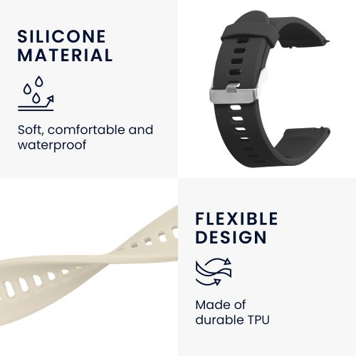 Σετ 2 ιμάντων για Xiaomi Mi Watch/Mi Watch Color Sport, Kwmobile, Μαύρο/Γκρι, Σιλικόνη, 58466.02