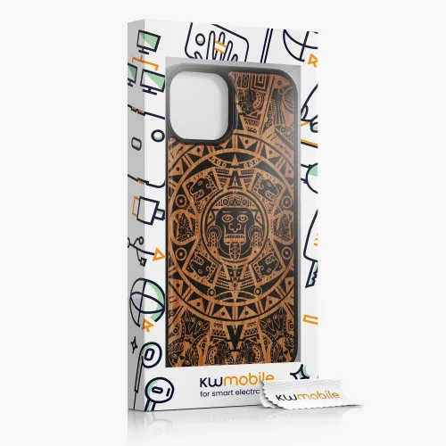 Θήκη Kwmobile για Apple iPhone 14, Ξύλο, Καφέ/Μαύρο, 59124.02