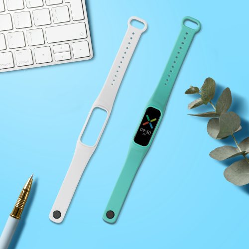 Σετ 2 ιμάντες για Oppo Band Sport, Kwmobile, Λευκό/Πράσινο, Σιλικόνη, 57437.05