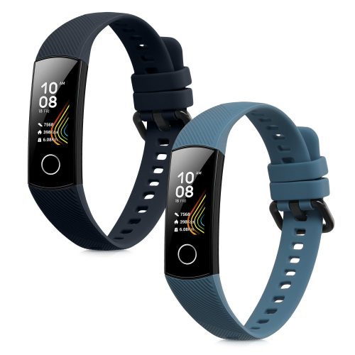 Σετ 2 ιμάντες kwmobile για Honor Band 5/Band 4, Silicone, Blue/Grey, 59596.05