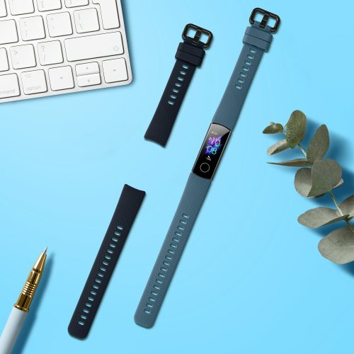 Σετ 2 ιμάντες kwmobile για Honor Band 5/Band 4, Silicone, Blue/Grey, 59596.05