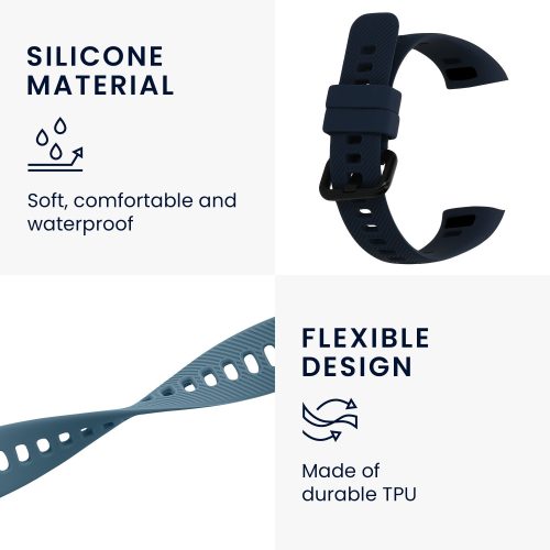 Σετ 2 ιμάντες kwmobile για Honor Band 5/Band 4, Silicone, Blue/Grey, 59596.05