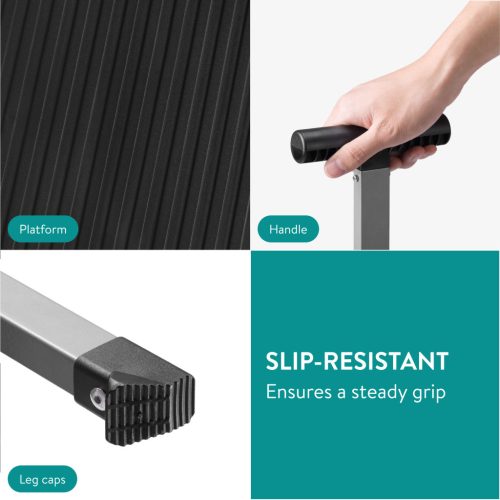 Scaun pliabil cu maner antiderapant Navaris, suport 150kg, metal, 60999.01