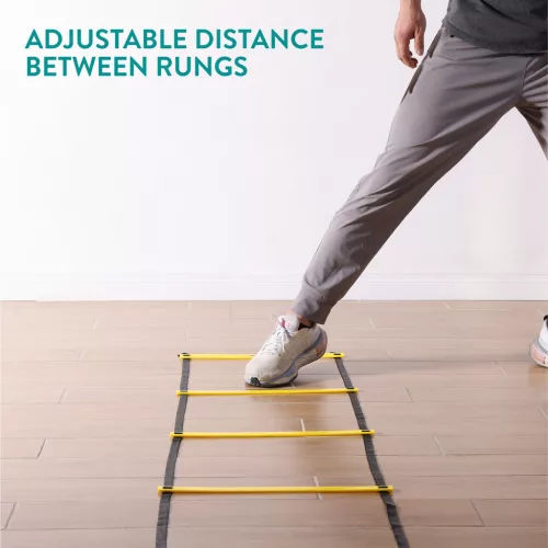 Set Navaris scara agilitate cu jaloane, 12 trepte, 6 m, conuri, geanta inclusa, 61118.06