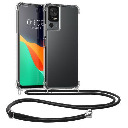 Θήκη Kwmobile με κορδόνι για TCL 40 SE, Διαφανής/Μαύρη, Σιλικόνη, 61198.01