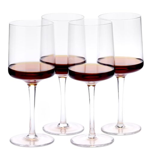 Set 4 Pahare Vin Navaris, 400 ml, cu picior, design modern, transparent, 56212.03