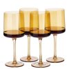 Set 4 pahare Vin Navaris, 400 ml, cu picior, auriu, design modern, 56212.06