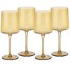 Set 4 pahare Vin Navaris, 400 ml, cu picior, auriu, design modern, 56212.06