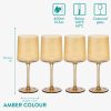 Set 4 pahare Vin Navaris, 400 ml, cu picior, auriu, design modern, 56212.06