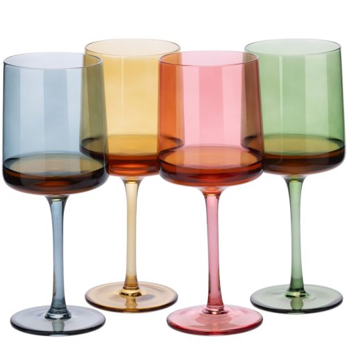 Set 4 Pahare Vin Navaris, 400 ml, cu picior, multicolor, design modern, 56212.07