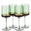 Set 4 Pahare Vin Navaris, 400 ml, cu picior, verde, design modern, 56212.05