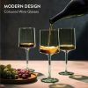 Set 4 Pahare Vin Navaris, 400 ml, cu picior, verde, design modern, 56212.05