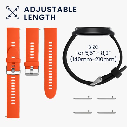 Σετ 2 ιμάντες Kwmobile για Xiaomi Mi Watch/Mi Watch Color Sport, Μαύρο/Πορτοκαλί, Σιλικόνη, 58466.04