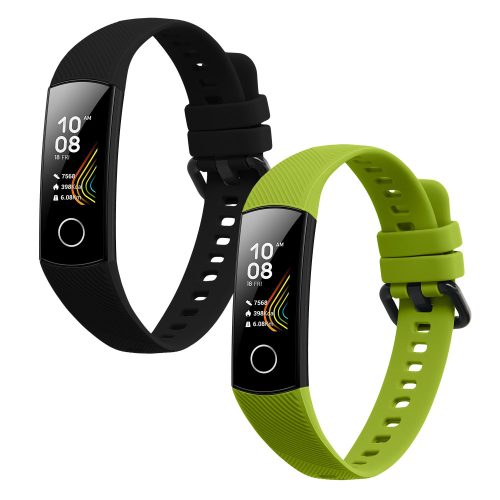 Σετ 2 ιμάντες Kwmobile για Honor Band 5/Band 4, Μαύρο/Πράσινο, Σιλικόνη, 59596.06