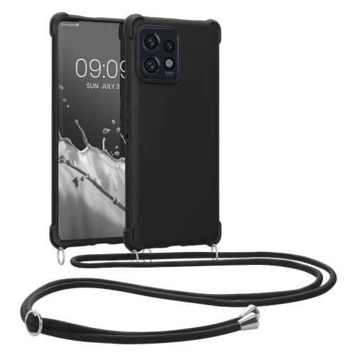 Θήκη Kwmobile με κορδόνι για Motorola Edge 40 Pro/Edge Plus (2023), μαύρη, σιλικόνη, 61504.01