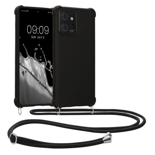 Θήκη Kwmobile με κορδόνι για Motorola ThinkPhone, μαύρη, σιλικόνη, 61498.01