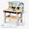 Banc de lucru din lemn pentru copii Navaris, 49x45x29, 5 cm, cu unelte incluse, maro, lemn/MDF