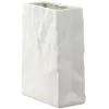 Vaza decorativa Navaris Purse, 14.5x6.5x20 cm, cu maner, bej, ceramica