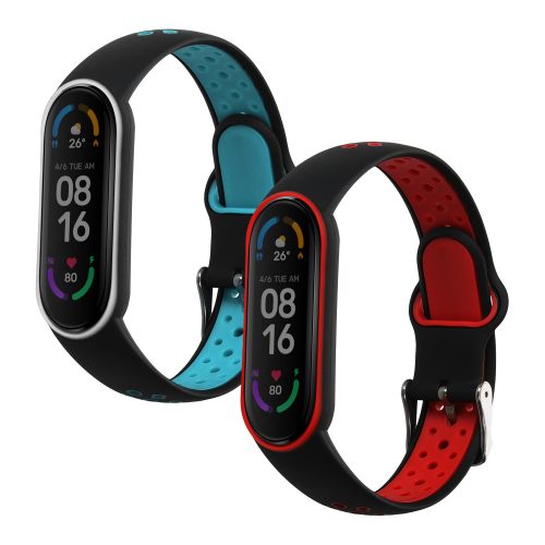 Σετ 2 ιμάντες Kwmobile για Xiaomi Mi Smart Band 6/Mi Band 6/Band 5, Blue/Red, Silicone, 59792.06